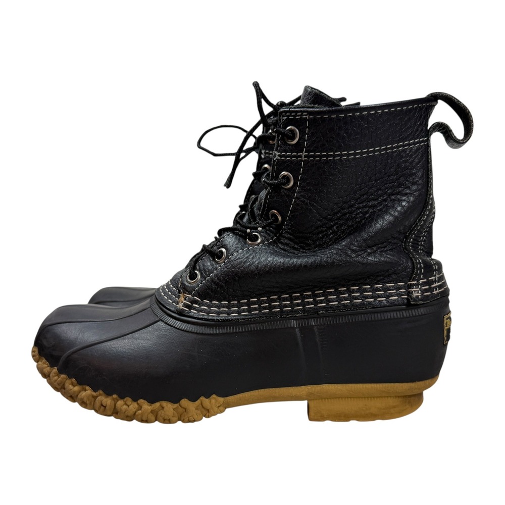 LL Bean Duck Boots Mens 8 EW Black Leather Waterproof Rain Snow Bean Boots